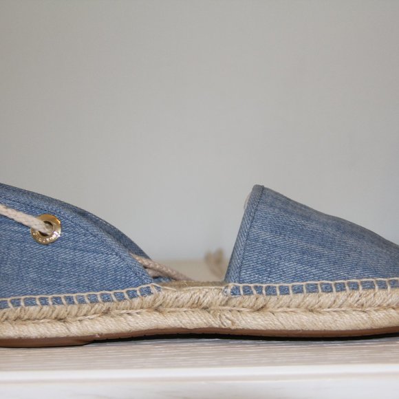 Michael Kors Margie Closed Toe Washed Denim tie-up Espadrille 7M - Picture 4 of 7